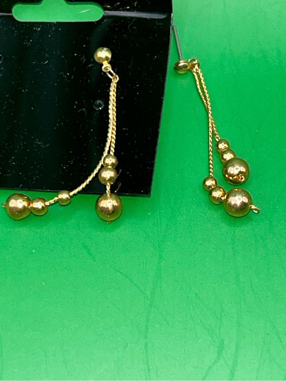 Vintage Gold Drop Bead Dangle Earrings - Women Jewelry
